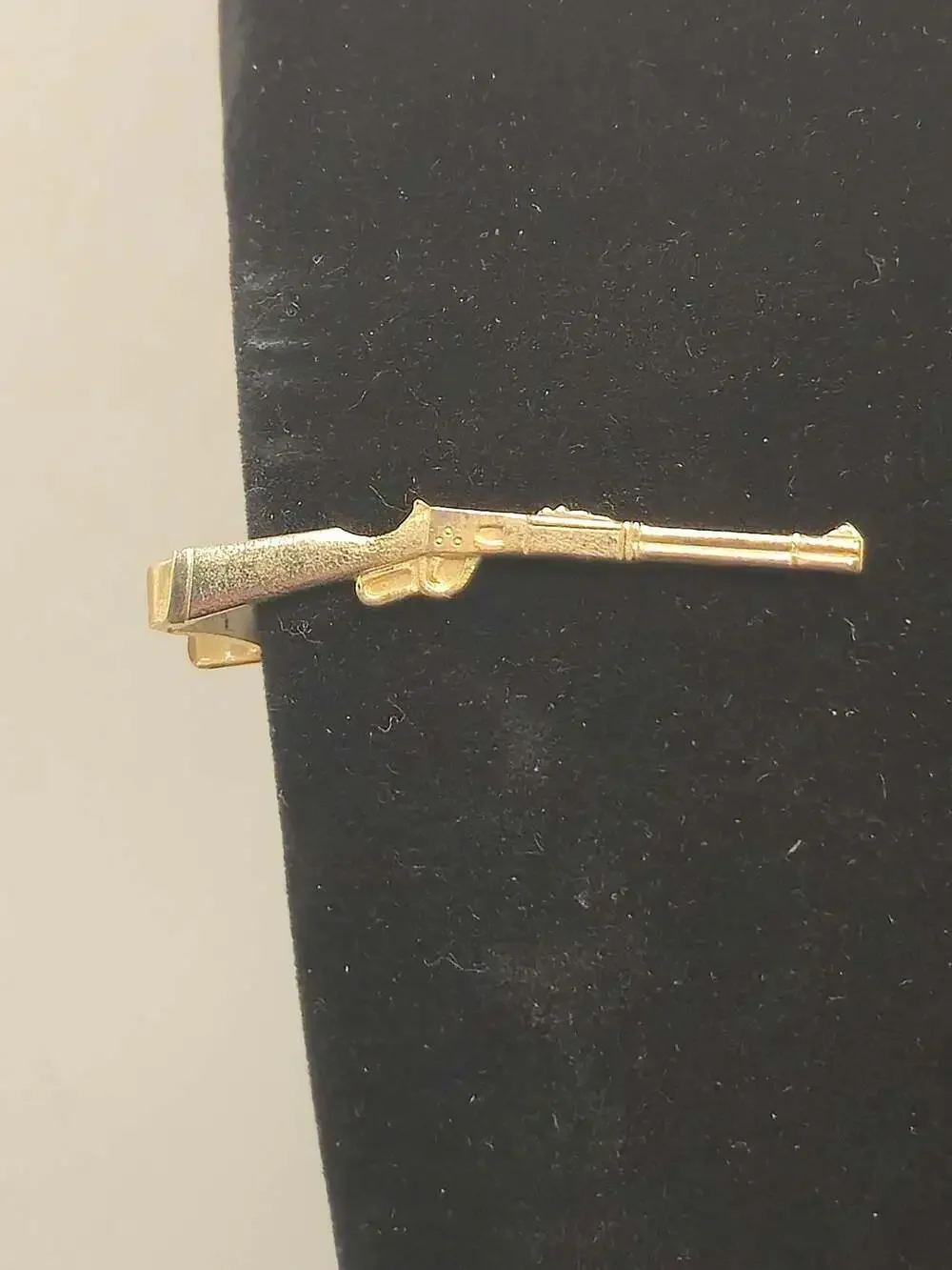 Vintage Gold Tone Rifle Tie Clip Bar